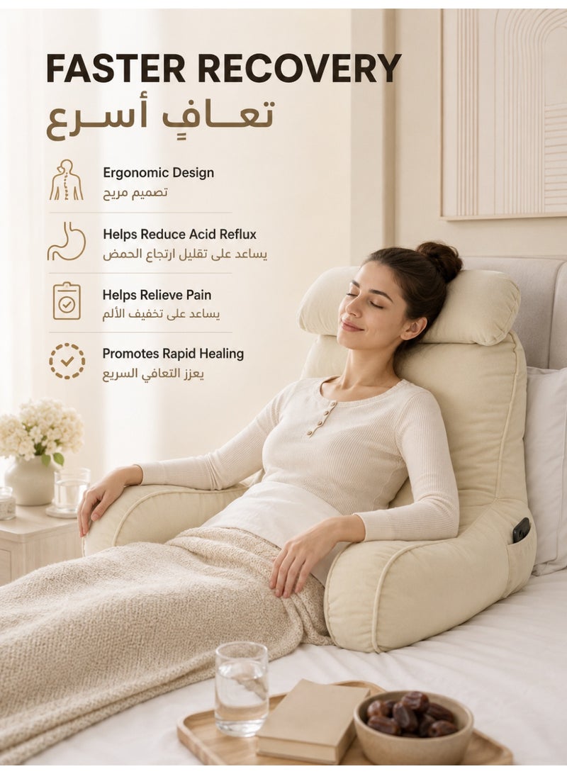 Three sheep Ergonomic Extra Large Memory Foam Reading Pillow, Pillow Backrest, Lumbar Pillow, Neck Support pillow, Seat Cushion, Bed Rest Pillow, Lounge Cushion, Back Support Pillow with Arms, Washable Cover - Image 2