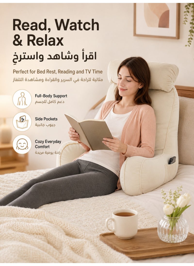 Three sheep Ergonomic Extra Large Memory Foam Reading Pillow, Pillow Backrest, Lumbar Pillow, Neck Support pillow, Seat Cushion, Bed Rest Pillow, Lounge Cushion, Back Support Pillow with Arms, Washable Cover - Image 3
