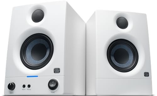 PreSonus Eris 3.5 Studio Monitors (White), Pair — 3.5" Inch Powered Bookshelf Speakers, Stereo, Desktop Computer, Near Field Music Production, Audio Mixing Recording - Image 1