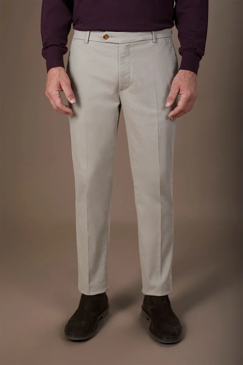 Doppelganger Beige Classic men's chinos in regular fit with stretch twill construction - LT Beige for Men | Best Price UAE