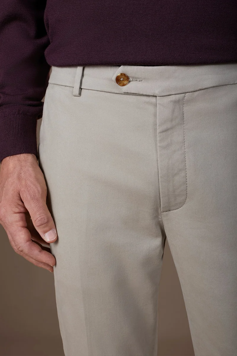 Doppelganger Beige Classic men's chinos in regular fit with stretch twill construction - LT Beige for Men | Best Price UAE