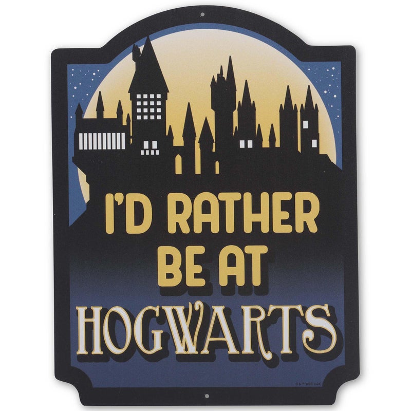 Open Road Brands Harry Potter I'd Rather Be at Hogwarts Metal Sign - Fun Hogwarts Wall Decor for Bedroom or Movie Room - Image 1