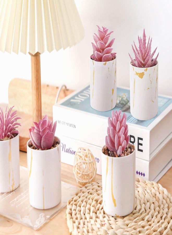 Der Rose 6 Packs Fake Plants Artificial Succulent Plants Office Desk Accessories for Bathroom Home Room Aesthetic Decor - Image 3