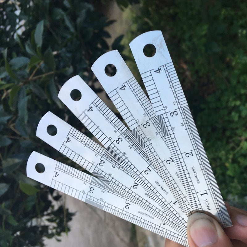 Set Of 10 Precision 3.94 Inch Stainless Steel Rulers Double Sided Etched Markings - Image 2