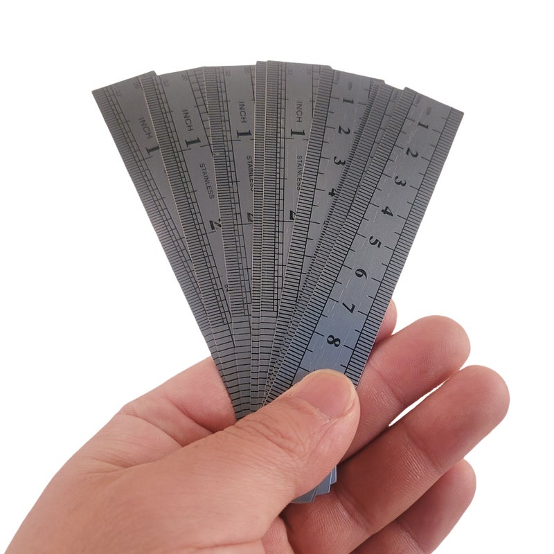 Set Of 10 Precision 3.94 Inch Stainless Steel Rulers Double Sided Etched Markings - Image 1