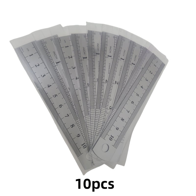 Set Of 10 Precision 3.94 Inch Stainless Steel Rulers Double Sided Etched Markings - Image 4