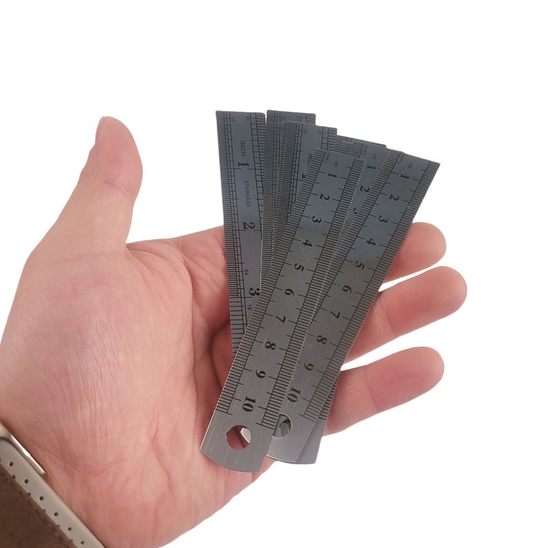 Set Of 10 Precision 3.94 Inch Stainless Steel Rulers Double Sided Etched Markings - Image 3
