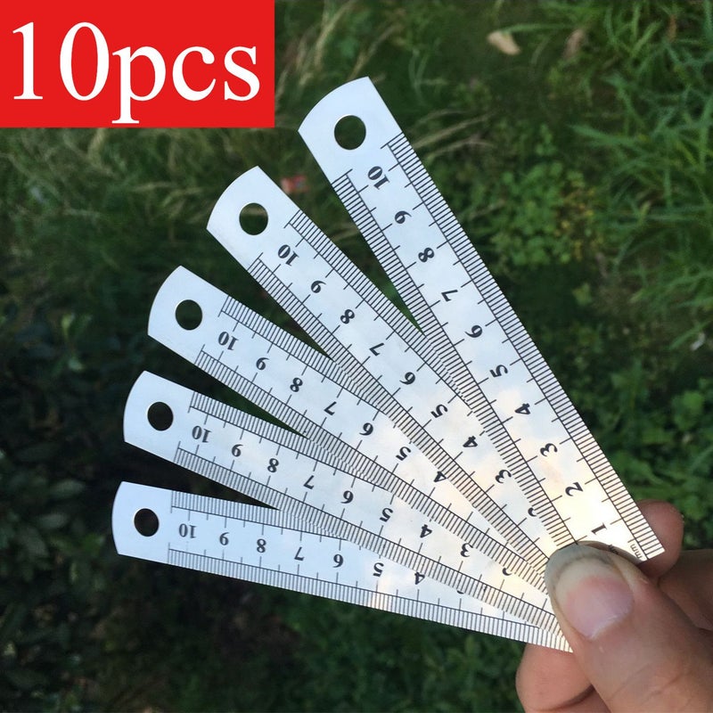 Set Of 10 Precision 3.94 Inch Stainless Steel Rulers Double Sided Etched Markings - Image 5