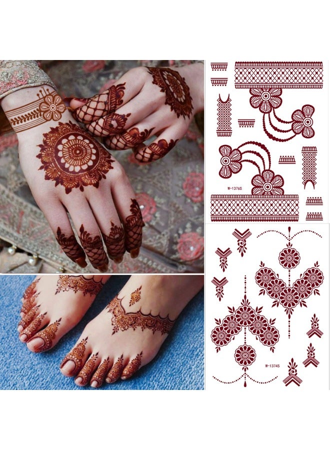 9-Piece Henna Hand Waterproof Temporary Semi-Permanent Stickers - Image 5