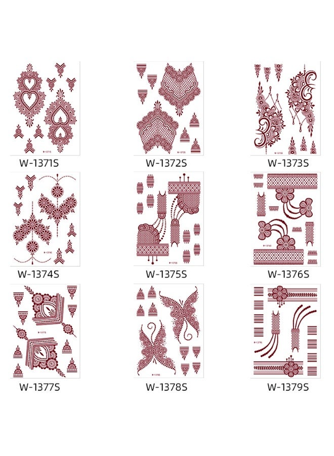 9-Piece Henna Hand Waterproof Temporary Semi-Permanent Stickers - Image 1