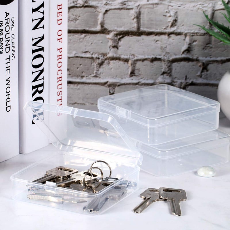 SATINIOR 24 Packs Small Clear Plastic Beads Storage Containers Box with Hinged Lid for Storage of Small Items, Crafts, Jewelry, Hardware (3.7 x 3.7 x 1.18 Inches) - Image 4