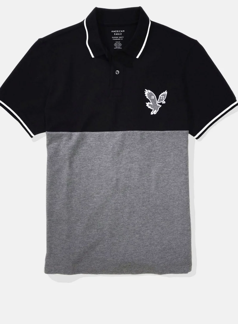 American Eagle Color Block Pique Polo