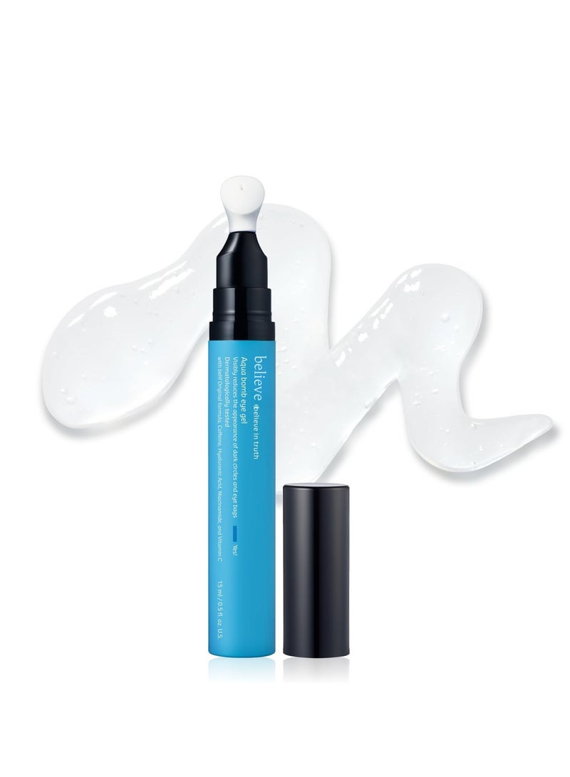 Believe Water Bomb Cooling Eye Cream - Caffeine and Hyaluronic Acid for de-puffing and hydration; Niacinamide and Vitamin C for reducing dark circles; Adenosine and Collagen for plumping and firming. Korean Skincare - Image 1