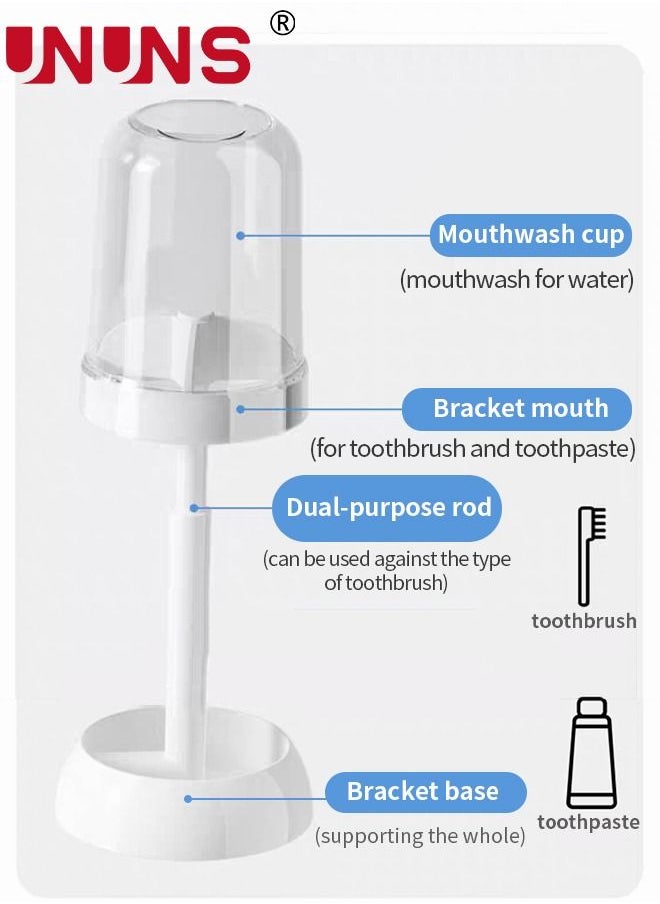 UNUNS Toothbrush Holder Stand,2-Piece Wall Mounted Toothbrush Bathroom Organizer With 3 Standard Brushes Position And Cup,Adjustable Height,Blue+White  - Image 4