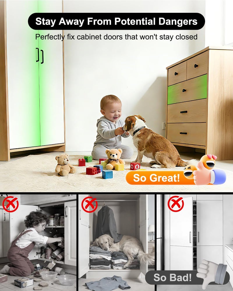 PHIXBEAR Magnetic Cabinet Door Catch, Ultra Thin Cabinet Magnet Latch, Strong Adhesive, Stainless Steel Heavy-Duty Closure for Kitchen Cupboard Drawer, Cabinet Door Magnets(4 Pack) - Image 2