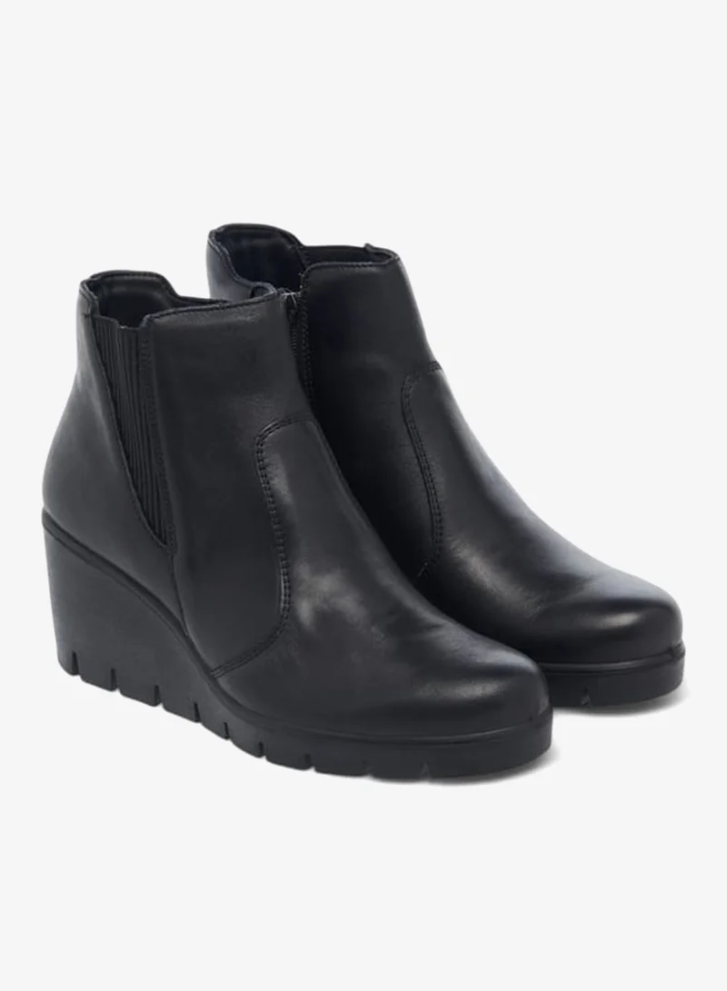 Le Confort Womens Solid Slip-On Ankle Boots With Wedge Heels