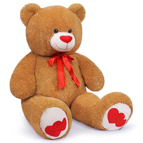 SNOWOLF Big Teddy Bear 433 inch Giant Stuffed Animal Bears with Love Heart Cute Soft Large Plush Toy for Kids Girlfriend Valentines Baby Shower Dark Brown - Image 5
