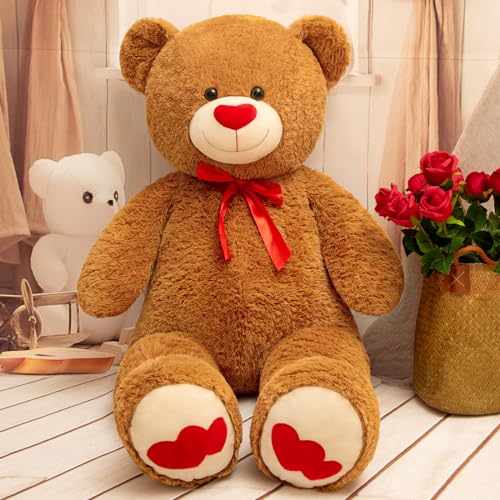 SNOWOLF Big Teddy Bear 433 inch Giant Stuffed Animal Bears with Love Heart Cute Soft Large Plush Toy for Kids Girlfriend Valentines Baby Shower Dark Brown - Image 1