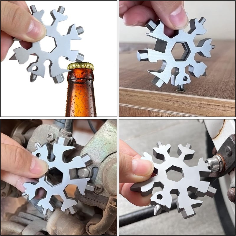 Cutiful Stocking Stuffers for Men - Snowflake 18 in 1 Multitool Christmas Gifts, 2 Pack Multi Tools for Dad from Daughter Son, Gifts for Father Husband Him (Black&Silver Orange Box) - Image 4