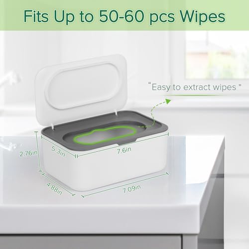 Flenpptly Baby Wipes Dispenser, Wipes Case Baby Wipe Holder Keeps Wipes Fresh, Non-Slip, Easy Open & Close (Gray) - Image 2