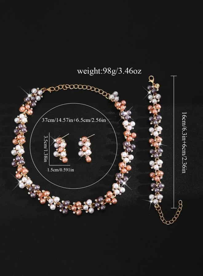 Take Two  3-Piece Floral Embellished Necklace,Bracelet and Earrings Jewelry Set for Women | Best Price UAE