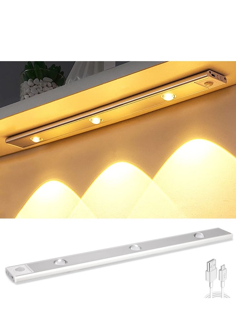 Upgrade 3-Color Dimmable LED Motion Sensor Under Cabinet Light, Rechargeable Magnetic Wireless Under Counter Lighting for Kitchen Bedroom Closet Cupboard Wardrobe Stairs Corridor  - Image 1