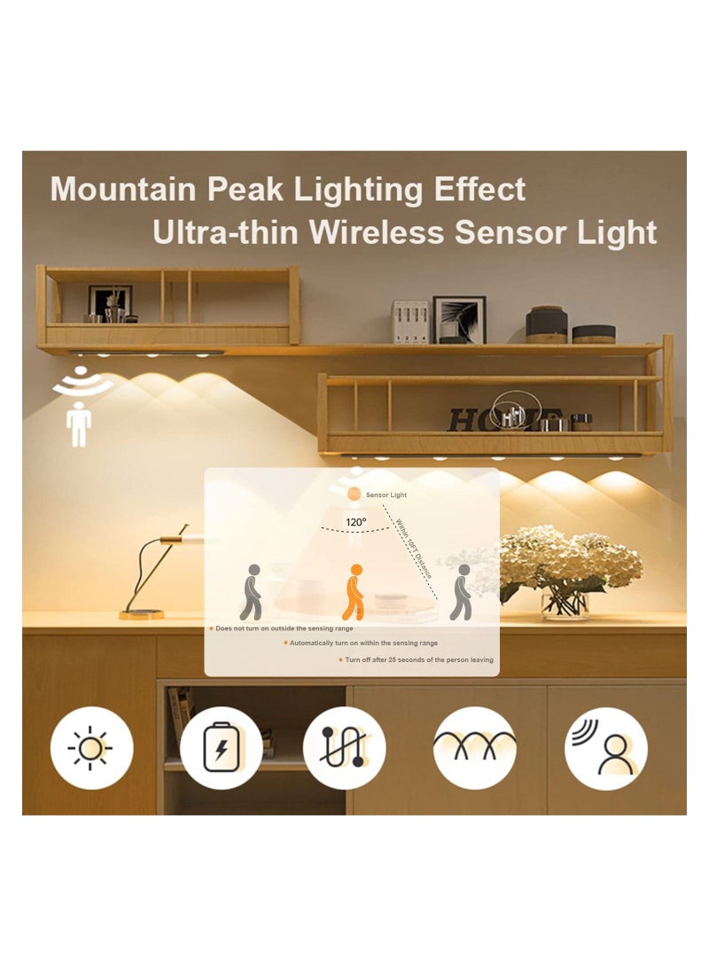 Upgrade 3-Color Dimmable LED Motion Sensor Under Cabinet Light, Rechargeable Magnetic Wireless Under Counter Lighting for Kitchen Bedroom Closet Cupboard Wardrobe Stairs Corridor  - Image 4