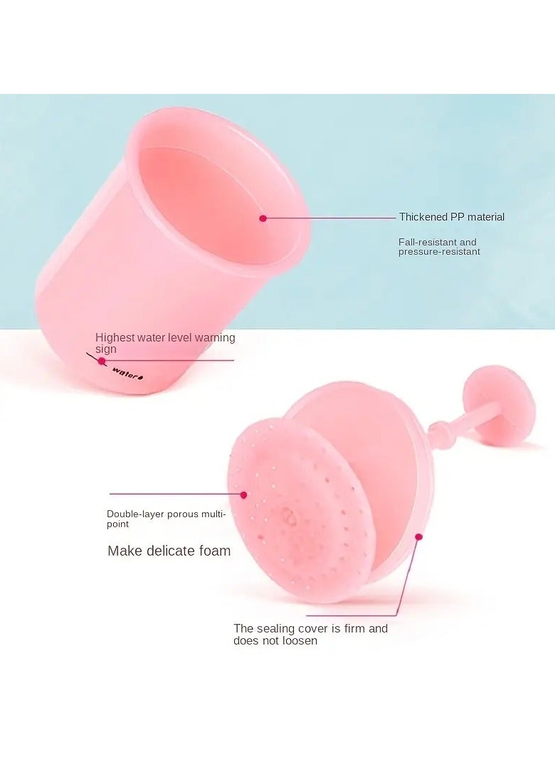 أوريتي تنظيف عميق غسل الوجه صانع رغوة السفر ودية أداة تنظيف الوجه للعناية بالبشرة أداة تنظيف الوجه لطيفة وفعالة لجميع أنواع البشرة-الوردي - Image 4