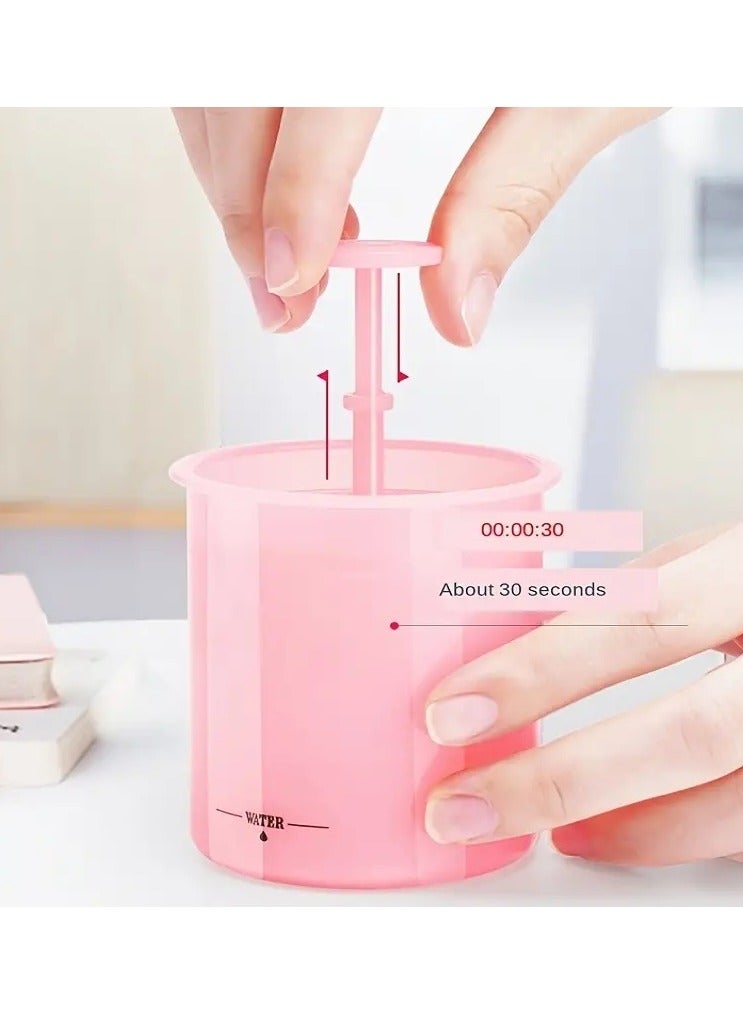 أوريتي تنظيف عميق غسل الوجه صانع رغوة السفر ودية أداة تنظيف الوجه للعناية بالبشرة أداة تنظيف الوجه لطيفة وفعالة لجميع أنواع البشرة-الوردي - Image 5