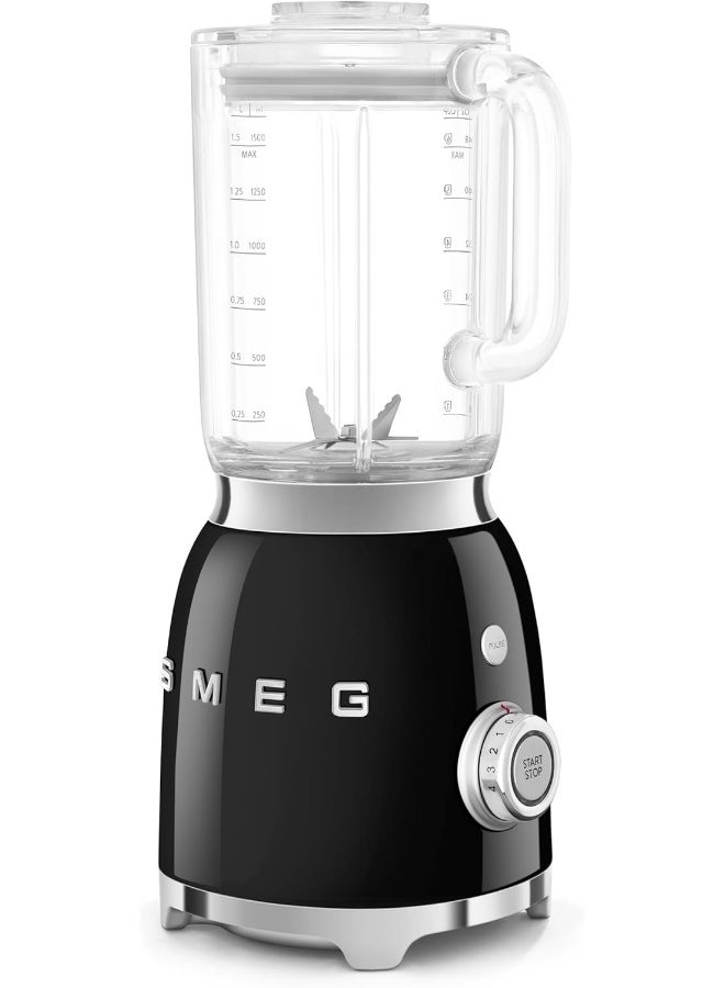 smeg Retro 50's Style Jug Blender with Stainless Steel Blades, 4 Speed Settings and 3 Pre-set Programs, 1 Year Warranty 1.5 L 800 W BLF03BLUK Black - Image 2