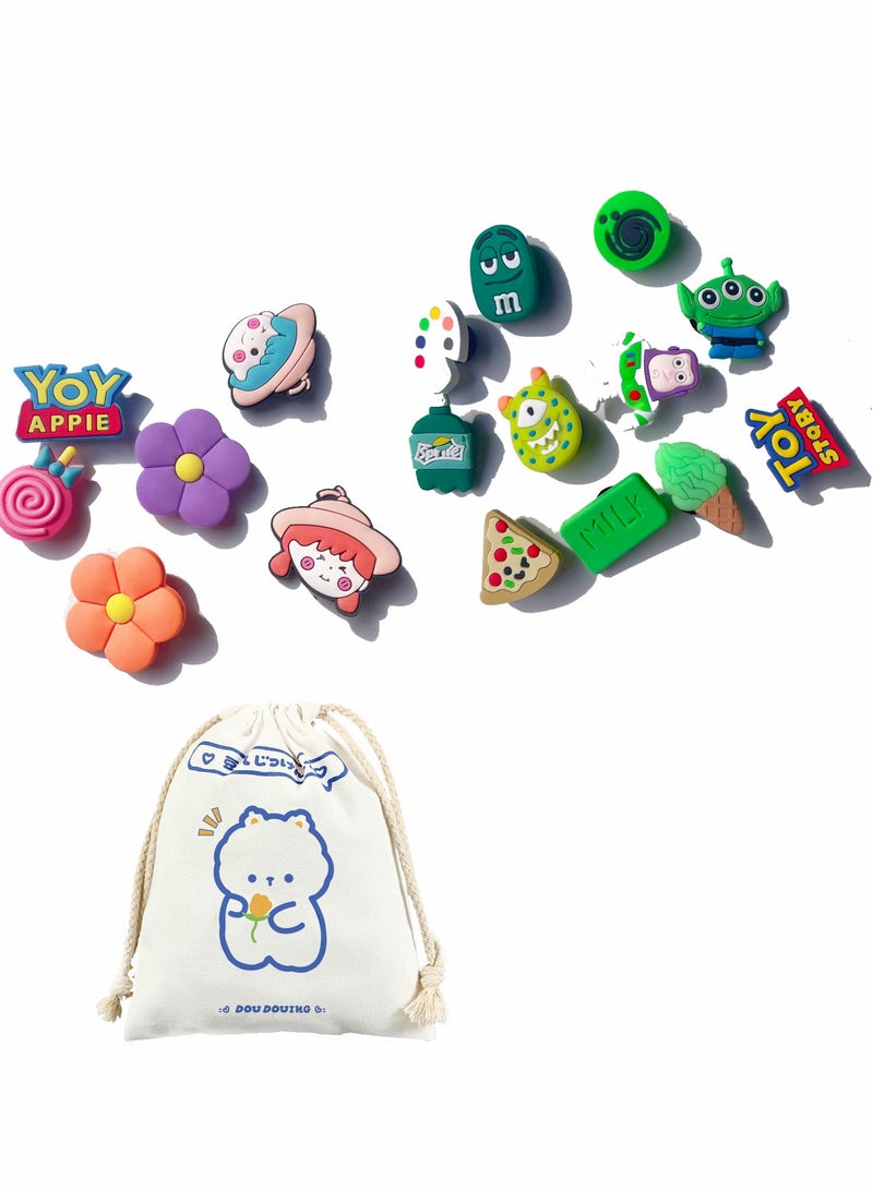 Colorful Crocs Shoe Charms Set for Kids & Teens - 18 Fun Charms & 1 Storage Bag, Perfect for Clog Sandals, Bracelets, Party Favors & Gifts for Girls and Women  - Image 1