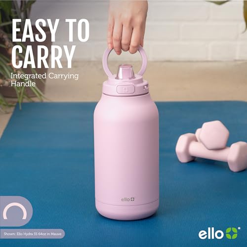 Ello Hydra 64oz Stainless Steel Water Jug with Locking Leak Proof Lid | Reusable Half Gallon Vacuum Insulated Metal Bottle with Silicone Straw, Keeps Drinks Cold All Day, Gift Ready, Grey - Image 5