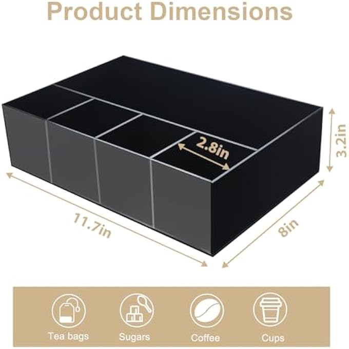 rayihni Coffee Station Organizer  Essentials Set Up With Clear Condiment Pod Storage Basket Countertop Coffee Bar Accessories And Organizer With Cup Holder - Image 4