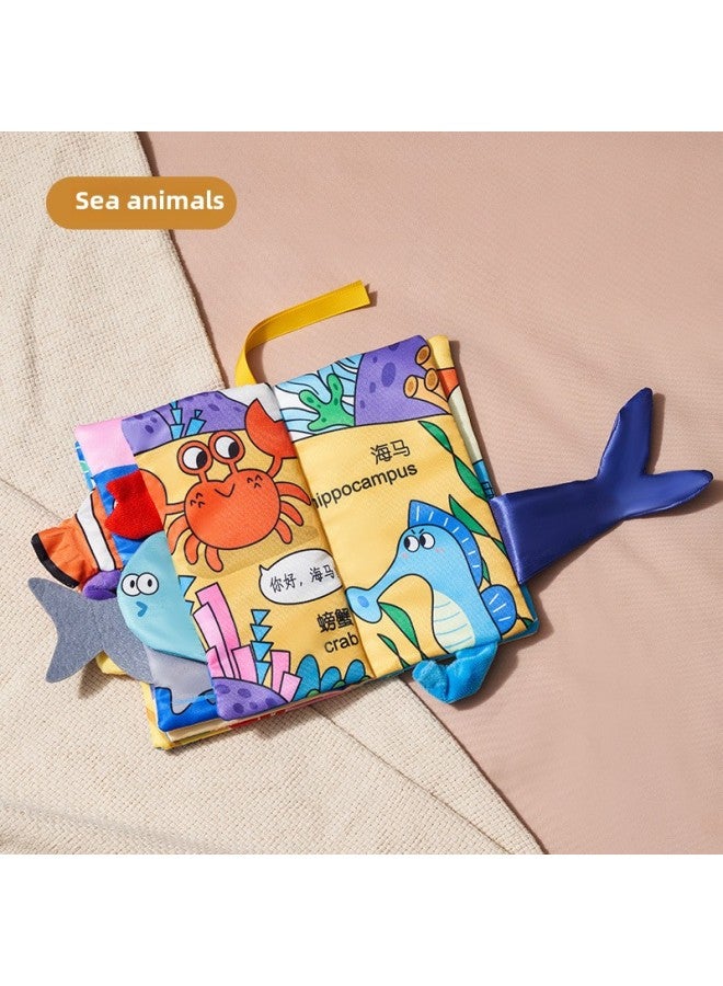 Baby Early Education Cloth Book Can Bite Baby Tear 0-6 Months 1 Year Old Three-dimensional Tail Book Enlightenment Toy-Colour:Marine Animals - 6 Pages 12  - Image 1