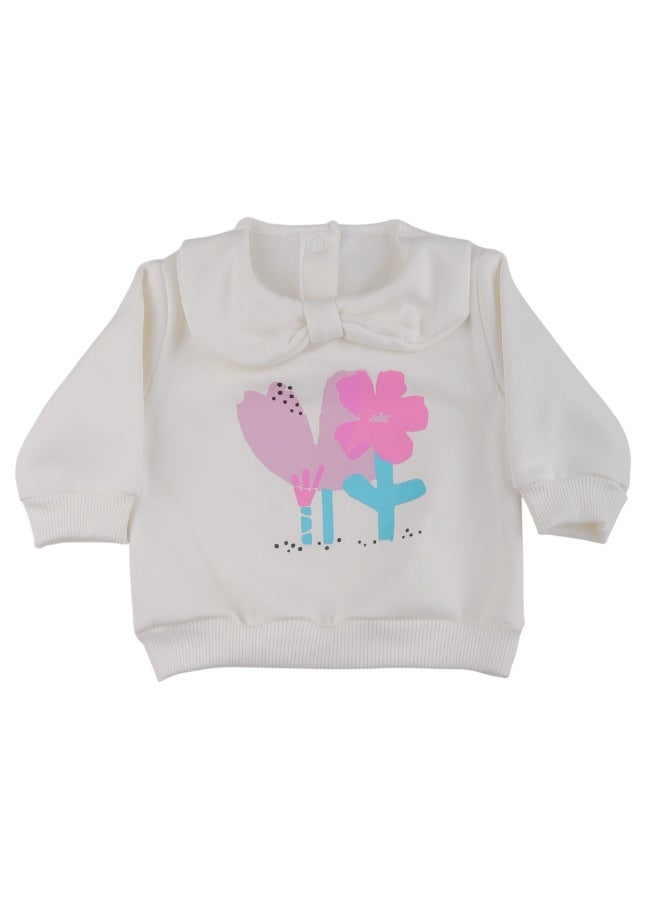 سويت شيرت بناتي مطبوع الصبار اوف وايت