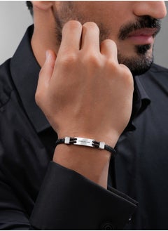 CERRUTI 1881 Alessandro Silver-Black and Brown Leather Bracelet  - Image 4