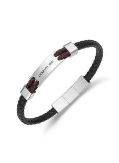 CERRUTI 1881 Alessandro Silver-Black and Brown Leather Bracelet  - Image 2
