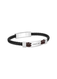 CERRUTI 1881 Alessandro Silver-Black and Brown Leather Bracelet  - Image 1