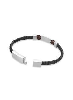 CERRUTI 1881 Alessandro Silver-Black and Brown Leather Bracelet  - Image 3