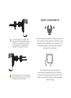 Vidvie Vidvie HC1508 Car Mobile Holder, Stylish Metal Design, Air Conditioning Vent Mount, Compatible with Most Cars and Phones - Grey with Red  - Image 4