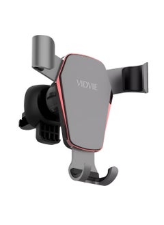 Vidvie Vidvie HC1508 Car Mobile Holder, Stylish Metal Design, Air Conditioning Vent Mount, Compatible with Most Cars and Phones - Grey with Red  - Image 2