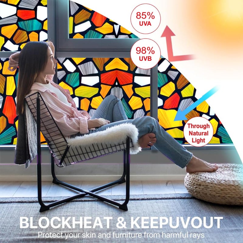 WALLTON Self Adhesive Window Vinyl Frosted Privacy Glass Film | Decorative Sticker Wallpaper Sheet for Glass Door, Bathroom, Home, Window.(Shinny Stone, 16x36 Inch) - Image 5