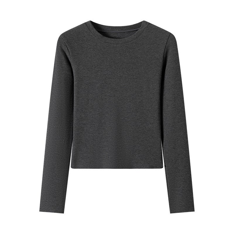 H583 Women's Slim Fit Long Sleeve Solid T-Shirt Round Neck - Image 4