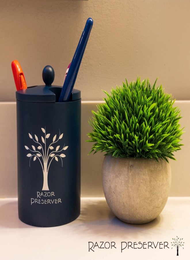 Johnny World The Razor Preserver - Attractive Shaver Stand with Cleaning Brush and Moisture Absorber. Extend the Life 10x of your Razor Blades! Barber Jar. Keep Shavers Sharp, Clean & Dry - Image 3