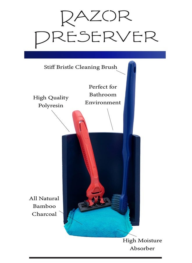 Johnny World The Razor Preserver - Attractive Shaver Stand with Cleaning Brush and Moisture Absorber. Extend the Life 10x of your Razor Blades! Barber Jar. Keep Shavers Sharp, Clean & Dry - Image 2