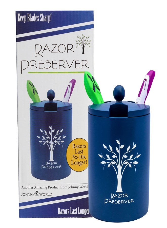 Johnny World The Razor Preserver - Attractive Shaver Stand with Cleaning Brush and Moisture Absorber. Extend the Life 10x of your Razor Blades! Barber Jar. Keep Shavers Sharp, Clean & Dry - Image 1