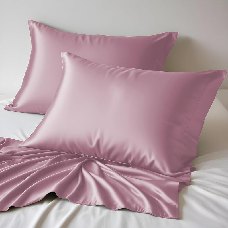 LINENWALAS 100% Organic Bamboo Pillow Cases 2 Pack, Cooling Pillowcases King Size 50x90 cm with Envelope Closure, Soft Premium Bamboo Silk Pillowcases for Hair and Skin (50x90 cm, Lilac) - Image 1