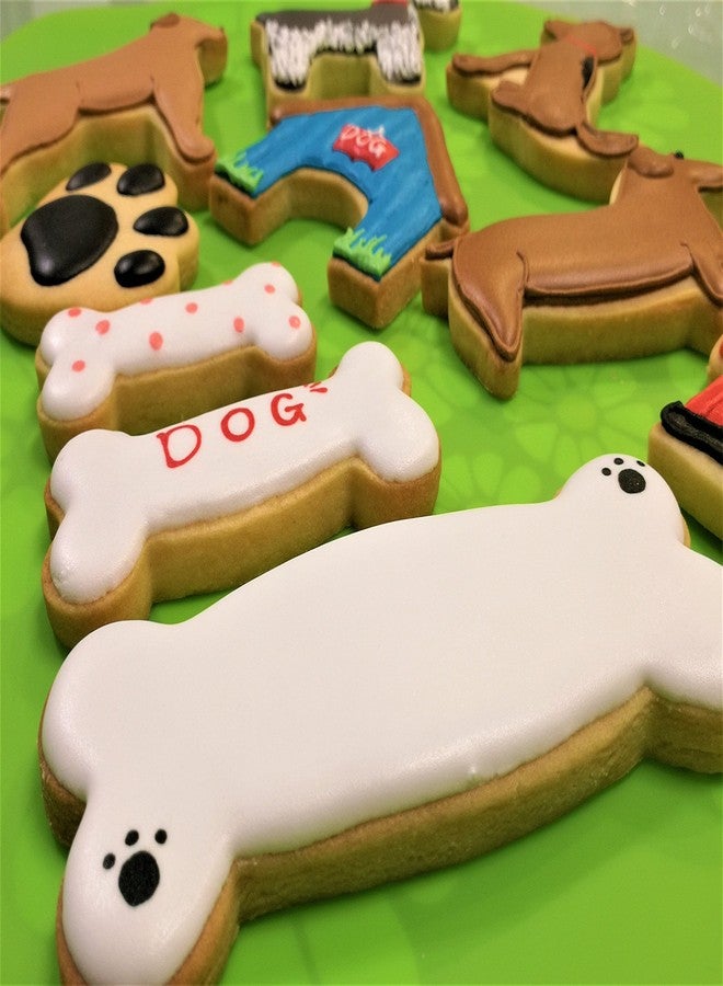 JOKUMO Dog Lover Complete Cookie Cutters Set - 10 PC High Grade 430 Stainless Steel -Golden Retriever, Miniature Schnauzer, Dachshund, Dog sit position, Dog Paw, Dog House, Fire Hydrant and 3 Dog Bone - Image 5