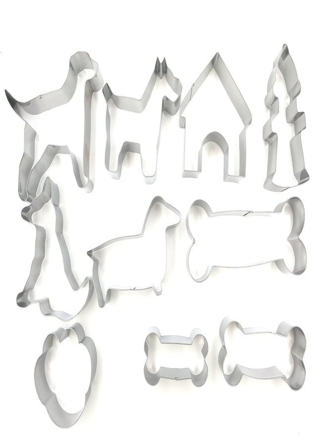 JOKUMO Dog Lover Complete Cookie Cutters Set - 10 PC High Grade 430 Stainless Steel -Golden Retriever, Miniature Schnauzer, Dachshund, Dog sit position, Dog Paw, Dog House, Fire Hydrant and 3 Dog Bone - Image 2