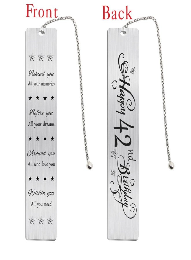 Jzxwan Happy 42nd Birthday Gifts for Women Men, 42 Year Old Birthday Bookmark Gift for Him Her, Happy 42 Yr Bday Book Mark for Female Male, 1983 Bd Present, 42nd Bday Card Decoration - Image 2